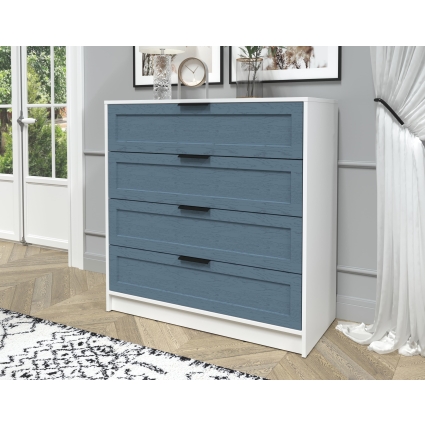 Kомод Тренд КТ-К100 (Белый ЛДСП/ Дуб лазурный ЛМДФ) Ш1000 В1020 Г451 Kомод Тренд КТ-К100 (Белый ЛДСП/ Дуб лазурный ЛМДФ) Ш1000 В1020 Г451